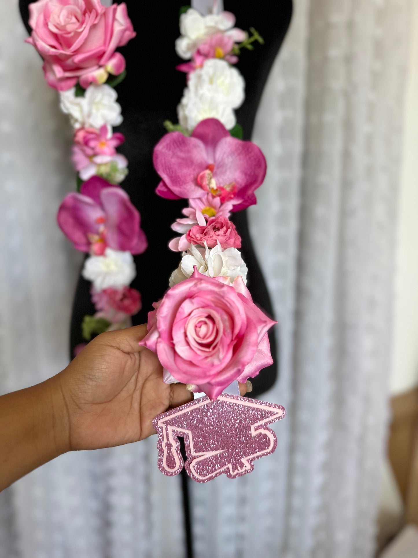 Floral Graduation Lei - Class of 2026- Pink and Blush Floral Designs