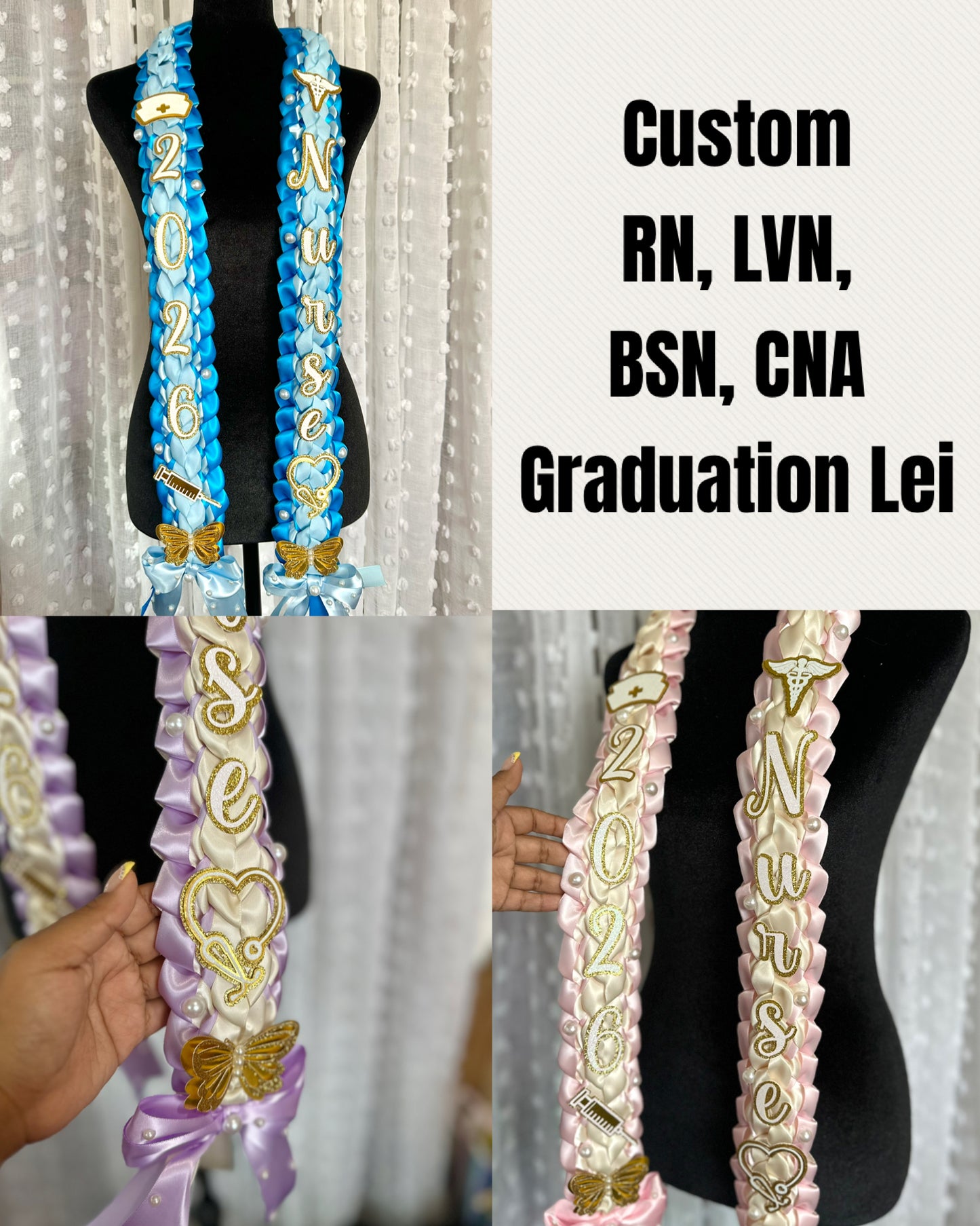Custom Nursing Graduation Ribbon Lei – Class of 2026 Medical School Graduation Lei – Personalized Nurse Grad Lei Gift