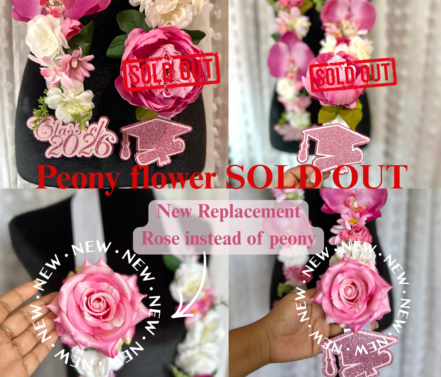 Floral Graduation Lei - Class of 2026- Pink and Blush Floral Designs